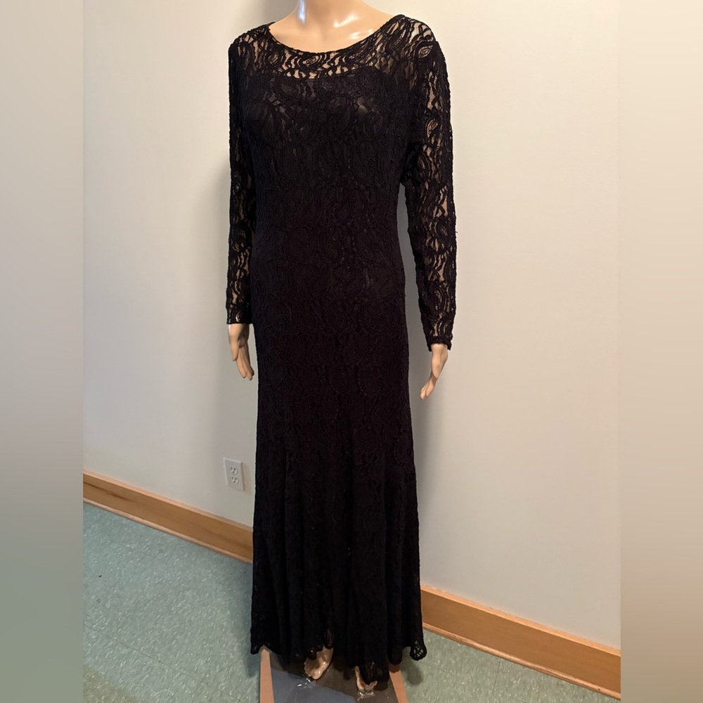 Lace Dress Black Maxi Romantic Boho Artsy Fairycore Whimsigoth